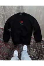 ERKEK 3 iplik Pamuklu Bisiklet Yaka Ön Ve Arka Baskılı SweatShirt - Siyah ERKEK 3 iplik Pamuklu Bisiklet Yaka Ön Ve Arka Baskılı SweatShirt - Siyah