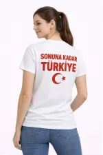 Kadın TÜRKİYE Ay Yıldız Baskılı Taraftar Forma T-Shirt - Beyaz Kadın TÜRKİYE Ay Yıldız Baskılı Taraftar Forma T-Shirt - Beyaz