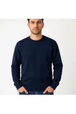 Erkek 3 İplik Pamuklu Düz Bisiklet Yaka SweatShirt - Lacivert Erkek 3 İplik Pamuklu Düz Bisiklet Yaka SweatShirt - Lacivert