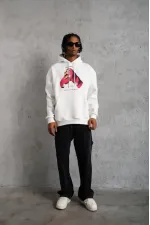 Erkek Kapüşonlu Cepli Boks Eldiven Baskılı 3 İplik Sweatshirt Hoodie - Beyaz Erkek Kapüşonlu Cepli Boks Eldiven Baskılı 3 İplik Sweatshirt Hoodie - Beyaz