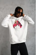 Erkek Kapüşonlu Cepli Boks Eldiven Baskılı 3 İplik Sweatshirt Hoodie - Beyaz Erkek Kapüşonlu Cepli Boks Eldiven Baskılı 3 İplik Sweatshirt Hoodie - Beyaz
