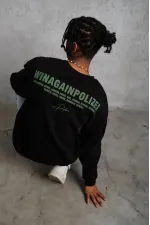 Erkek Bisiklet Yaka Baskılı 3 iplik pamuklu Sweatshirt - Siyah Erkek Bisiklet Yaka Baskılı 3 iplik pamuklu Sweatshirt - Siyah