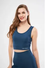Kolsuz Sporcu Baskılı Crop - Turkuaz Kolsuz Sporcu Baskılı Crop - Turkuaz