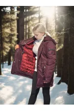 Kadın Premium Doğal Kürk Uzun Kollu Deri Ceket - Bordo Kadın Premium Doğal Kürk Uzun Kollu Deri Ceket - Bordo
