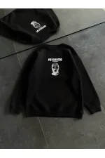 Kadın 3 iplik Kışlık Bisiklet Yaka Baskılı SweatShirt - Siyah Kadın 3 iplik Kışlık Bisiklet Yaka Baskılı SweatShirt - Siyah