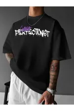 Erkek T-shirt Baskılı Bisiklet Yaka Kısa Kol Tişört - Siyah Erkek T-shirt Baskılı Bisiklet Yaka Kısa Kol Tişört - Siyah
