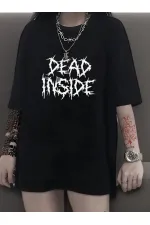 Kadın T-shirt Bisiklet Yaka Oversize Kısa Kollu Tişört - Siyah Kadın T-shirt Bisiklet Yaka Oversize Kısa Kollu Tişört - Siyah