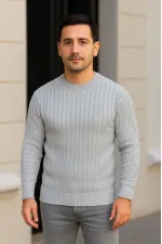 Erkek Fitilli Triko Kazak 2’li Set Siyah Gri Kalın Dokuma Pamuklu Regular Fit Bisiklet Erkek Fitilli Triko Kazak 2’li Set Siyah Gri Kalın Dokuma Pamuklu Regular Fit Bisiklet