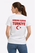 Kadın TÜRKİYE Ay Yıldız Baskılı Taraftar Forma T-Shirt - Beyaz Kadın TÜRKİYE Ay Yıldız Baskılı Taraftar Forma T-Shirt - Beyaz