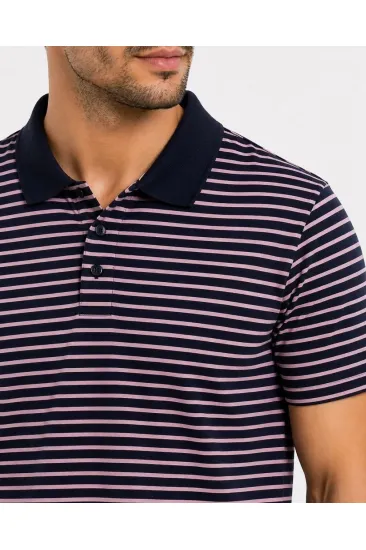 Erkek Pike Kumaş Gül Kurusu Çizgili Polo Yaka Tişört Kısa Kol T-Shirt - Siyah Erkek Pike Kumaş Gül Kurusu Çizgili Polo Yaka Tişört Kısa Kol T-Shirt - Siyah