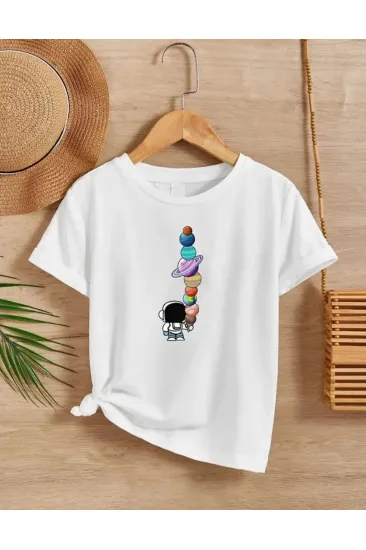 Kız Çocuk Baskılı T-Shirt - Beyaz Kız Çocuk Baskılı T-Shirt - Beyaz