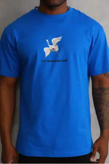 Erkek Baskılı T-Shirt Kısa Kol Bisiklet Yaka Rahat Kalıp Tişört - Mavi Erkek Baskılı T-Shirt Kısa Kol Bisiklet Yaka Rahat Kalıp Tişört - Mavi