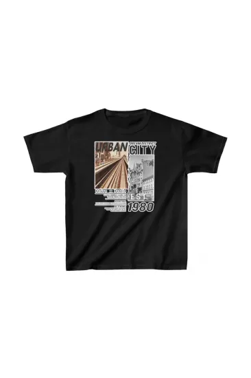 Unisex Çocuk Baskılı T-Shirt - Siyah Unisex Çocuk Baskılı T-Shirt - Siyah