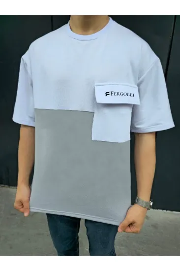 ERKEK Tişört Torba Cepli Parçalı Kısa Kol T-Shirt - Gri ERKEK Tişört Torba Cepli Parçalı Kısa Kol T-Shirt - Gri