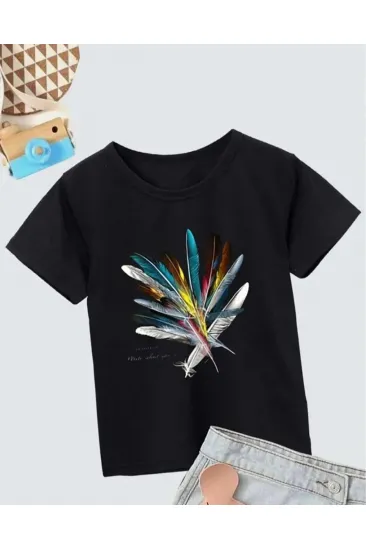 Kız Çocuk Baskılı T-Shirt- Siyah Kız Çocuk Baskılı T-Shirt- Siyah