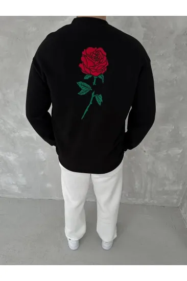ERKEK 3 iplik Pamuklu Bisiklet Yaka Ön Ve Arka Baskılı SweatShirt - Siyah ERKEK 3 iplik Pamuklu Bisiklet Yaka Ön Ve Arka Baskılı SweatShirt - Siyah