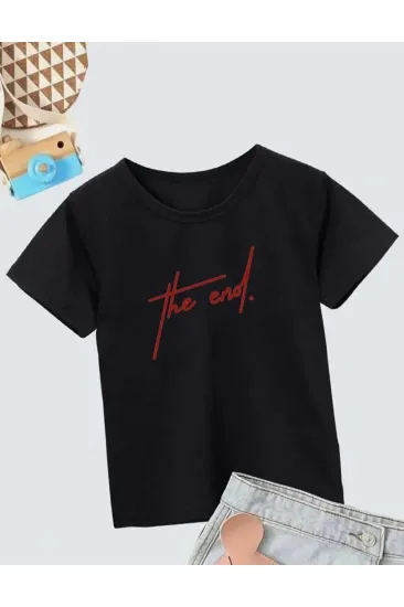 Çocuk Unisex Baskılı T-Shirt - Siyah