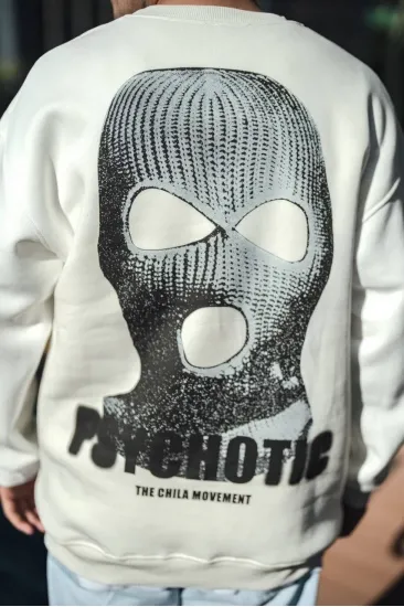 Erkek 3 iplik pamuklu Kışlık Bisiklet Yaka Baskılı SweatShirt - Beyaz Erkek 3 iplik pamuklu Kışlık Bisiklet Yaka Baskılı SweatShirt - Beyaz