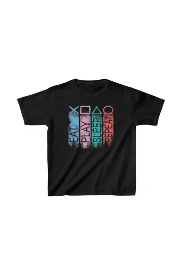 Unisex Çocuk Baskılı T-Shirt - Siyah Unisex Çocuk Baskılı T-Shirt - Siyah