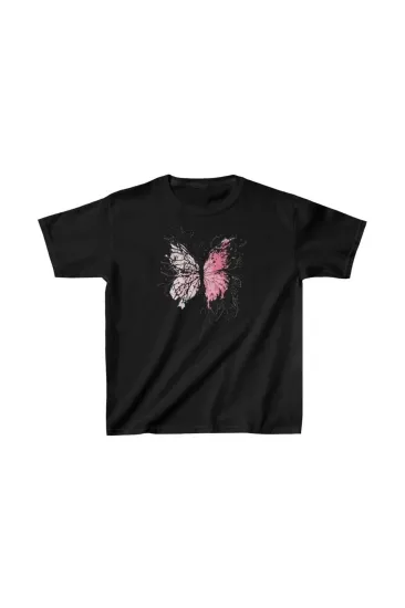 Çocuk Kız Baskılı T-Shirt - Siyah Çocuk Kız Baskılı T-Shirt - Siyah