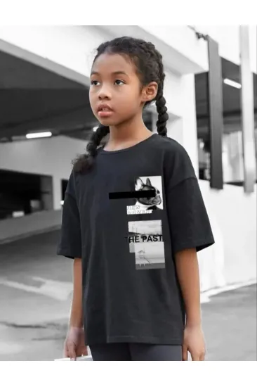 Çocuk Unisex Baskılı T-Shirt - Siyah Çocuk Unisex Baskılı T-Shirt - Siyah