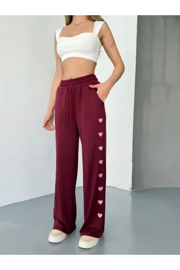 Kadın Osy Modal Yumuşak Dokulu Nakışlı Rahat Bol Paça Eşofman Pantolon - Bordo Kadın Osy Modal Yumuşak Dokulu Nakışlı Rahat Bol Paça Eşofman Pantolon - Bordo