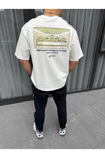 Erkek Baskılı T-Shirt Kısa Kol Bisiklet Yaka Regular Fit Rahat Kalıp Günlük Tişört - Beyaz Erkek Baskılı T-Shirt Kısa Kol Bisiklet Yaka Regular Fit Rahat Kalıp Günlük Tişört - Beyaz