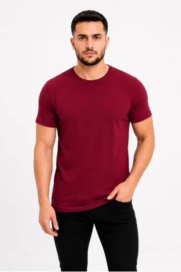 Erkek Basic Tişört Bisiklet Yaka Kısa Kol Günlük Yazlık Slim fit T-Shirt - Bordo Erkek Basic Tişört Bisiklet Yaka Kısa Kol Günlük Yazlık Slim fit T-Shirt - Bordo