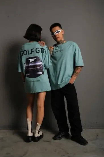 Kadın Oversize Tişört Golf GTI Retro Araba Baskılı T-shirt- Mint Yeşili Kadın Oversize Tişört Golf GTI Retro Araba Baskılı T-shirt- Mint Yeşili