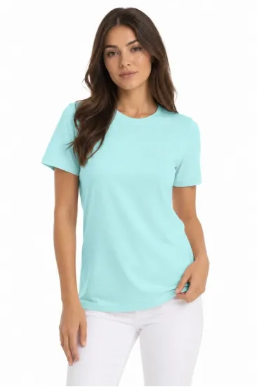 Kadın T-Shirt Bisiklet Yaka Slim Fit Likralı Tişört Günlük Basic Body - Turkuaz Kadın T-Shirt Bisiklet Yaka Slim Fit Likralı Tişört Günlük Basic Body - Turkuaz