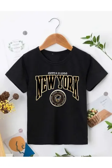 Çocuk Unisex Baskılı T-Shirt - Siyah Çocuk Unisex Baskılı T-Shirt - Siyah