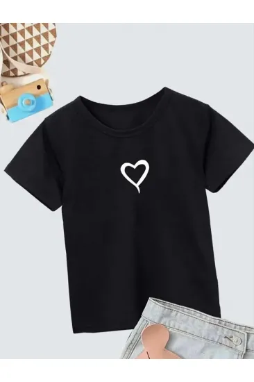 Çocuk Unisex Baskılı T-Shirt - Siyah Çocuk Unisex Baskılı T-Shirt - Siyah