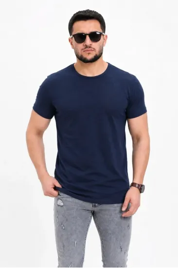 Erkek Basic Tişört Bisiklet Yaka Kısa Kol Günlük Yazlık Slim fit T-Shirt - Lacivert Erkek Basic Tişört Bisiklet Yaka Kısa Kol Günlük Yazlık Slim fit T-Shirt - Lacivert