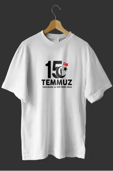 15 Temmuz Demokrasi ve Milli Birlik Günü Baskılı Oversize Bisiklet Yaka T-shirt - Beyaz 15 Temmuz Demokrasi ve Milli Birlik Günü Baskılı Oversize Bisiklet Yaka T-shirt - Beyaz