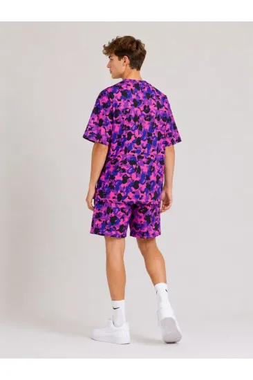 Erkek Çocuk Oversize Kalıp Pubg Bape X Shark Nakışlı Cepli Şort Takım - Mor Erkek Çocuk Oversize Kalıp Pubg Bape X Shark Nakışlı Cepli Şort Takım - Mor