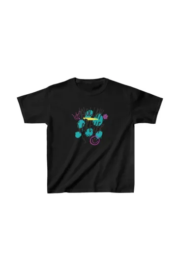 Unisex Çocuk Baskılı T-Shirt - Siyah Unisex Çocuk Baskılı T-Shirt - Siyah