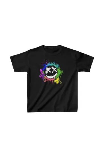 Unisex Çocuk Baskılı T-Shirt - Siyah Unisex Çocuk Baskılı T-Shirt - Siyah
