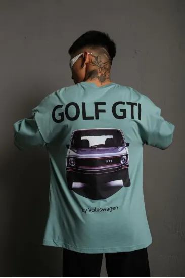 Erkek Oversize Tişört Golf GTI Retro Araba Baskılı T-shirt - Mint Yeşili Erkek Oversize Tişört Golf GTI Retro Araba Baskılı T-shirt - Mint Yeşili