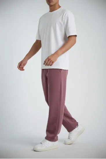 Erkek Baggy Cepli Eşofman Altı 3 İplik Pamuklu Pantolon - Gül Kurusu Erkek Baggy Cepli Eşofman Altı 3 İplik Pamuklu Pantolon - Gül Kurusu