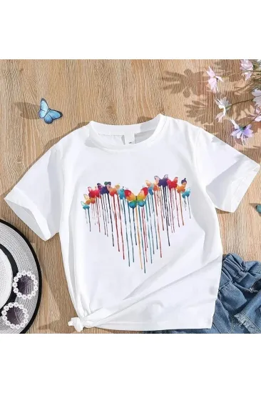 Çocuk Unisex Baskılı T-Shirt - Beyaz Çocuk Unisex Baskılı T-Shirt - Beyaz