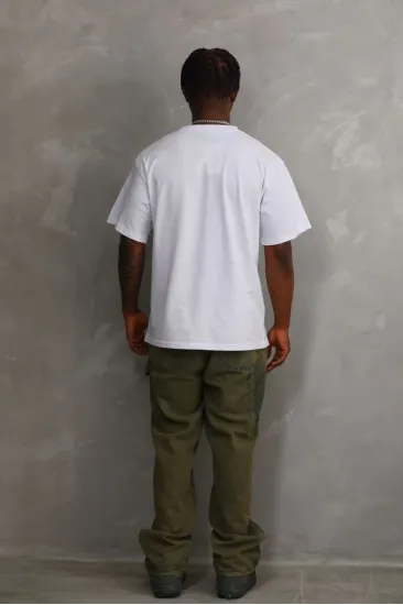 Erkek Baskılı T-Shirt Kısa Kol Bisiklet Yaka Rahat Kalıp Tişört - Beyaz Erkek Baskılı T-Shirt Kısa Kol Bisiklet Yaka Rahat Kalıp Tişört - Beyaz