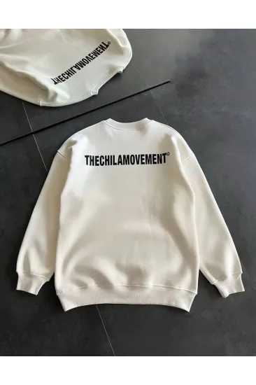 Erkek 3 iplik pamuklu Kışlık Bisiklet Yaka Oversize Baskılı SweatShirt - Beyaz Erkek 3 iplik pamuklu Kışlık Bisiklet Yaka Oversize Baskılı SweatShirt - Beyaz