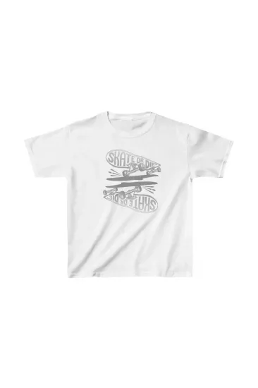 Unisex Çocuk Baskılı T-Shirt - Beyaz Unisex Çocuk Baskılı T-Shirt - Beyaz