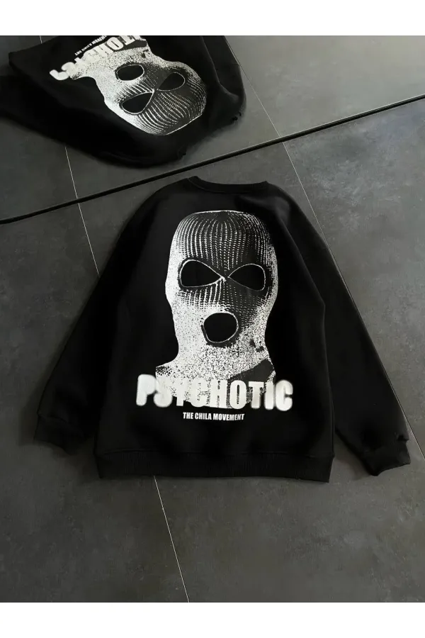 Kadın 3 iplik Kışlık Bisiklet Yaka Baskılı SweatShirt - Siyah Kadın 3 iplik Kışlık Bisiklet Yaka Baskılı SweatShirt - Siyah