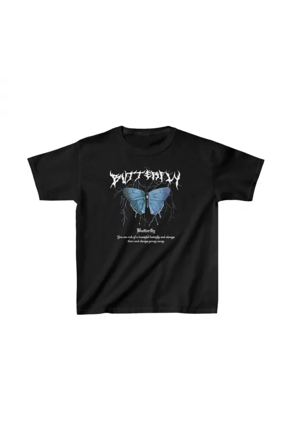 Çocuk Kız Baskılı T-Shirt - Siyah Çocuk Kız Baskılı T-Shirt - Siyah
