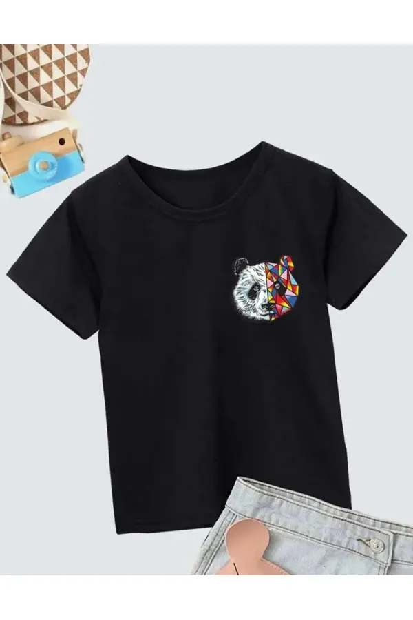 Unisex Çocuk Baskılı T-Shirt - Siyah Unisex Çocuk Baskılı T-Shirt - Siyah