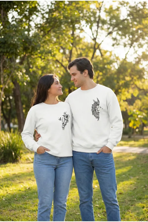 Sevgililer Günü Baskılı Oversize Bisiklet Yaka Sweatshirt - Beyaz Sevgililer Günü Baskılı Oversize Bisiklet Yaka Sweatshirt - Beyaz