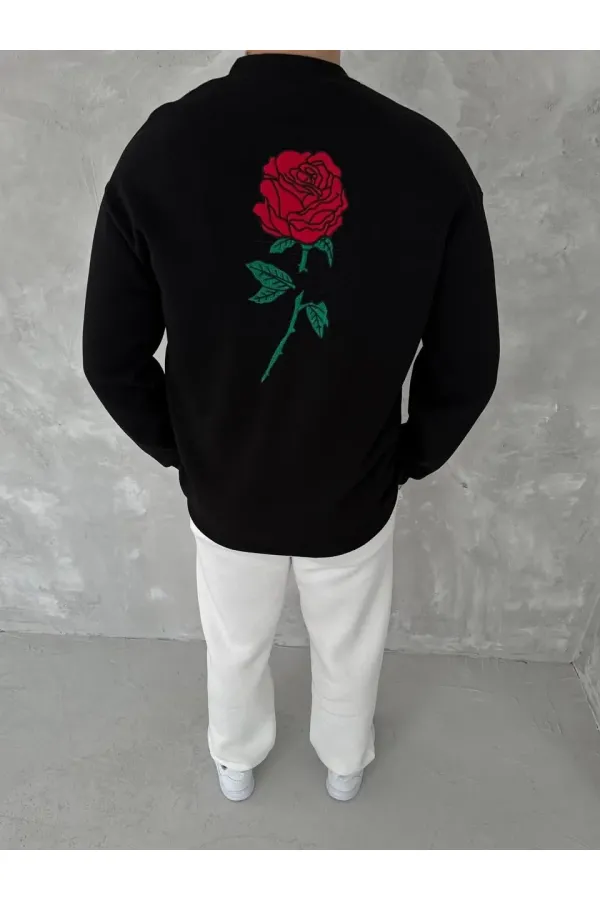ERKEK 3 iplik Pamuklu Bisiklet Yaka Ön Ve Arka Baskılı SweatShirt - Siyah ERKEK 3 iplik Pamuklu Bisiklet Yaka Ön Ve Arka Baskılı SweatShirt - Siyah