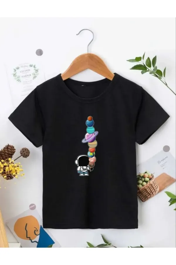 Çocuk Unisex Baskılı T-Shirt - Siyah Çocuk Unisex Baskılı T-Shirt - Siyah