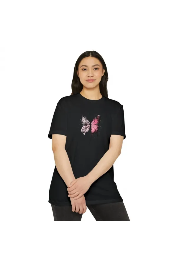 Kadın Bisiklet Yaka Baskılı T-Shirt - Siyah Kadın Bisiklet Yaka Baskılı T-Shirt - Siyah